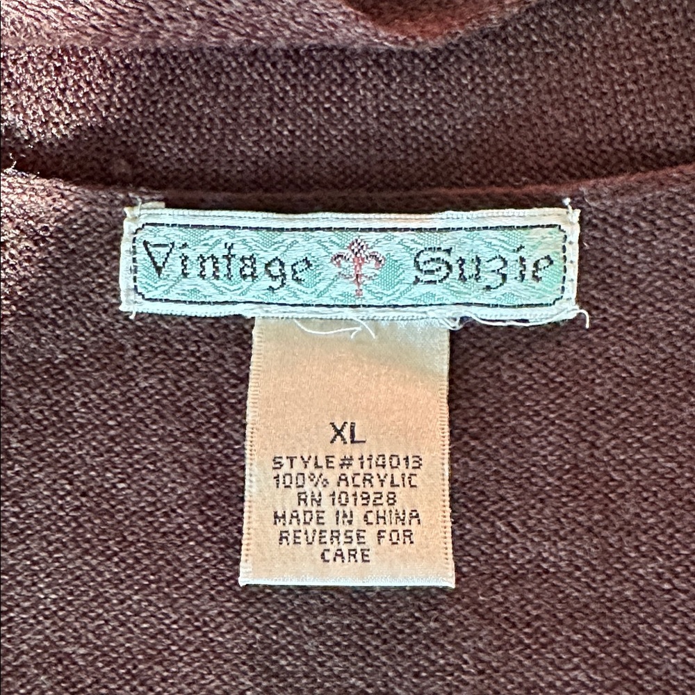 Vintage Suzie Dark Brown Women's Fringed Sweater - Picture 5 of 5